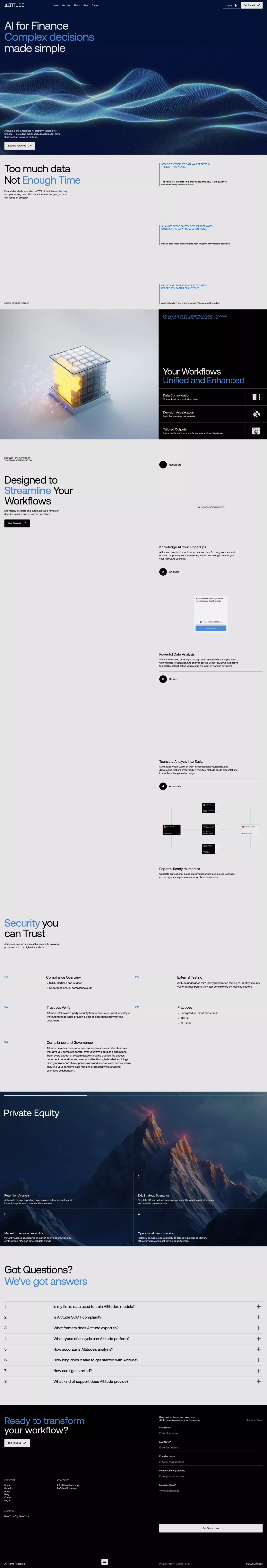 Altitude — AI for Finance‍ Complex Decisions‍ Made Simple - Landing design