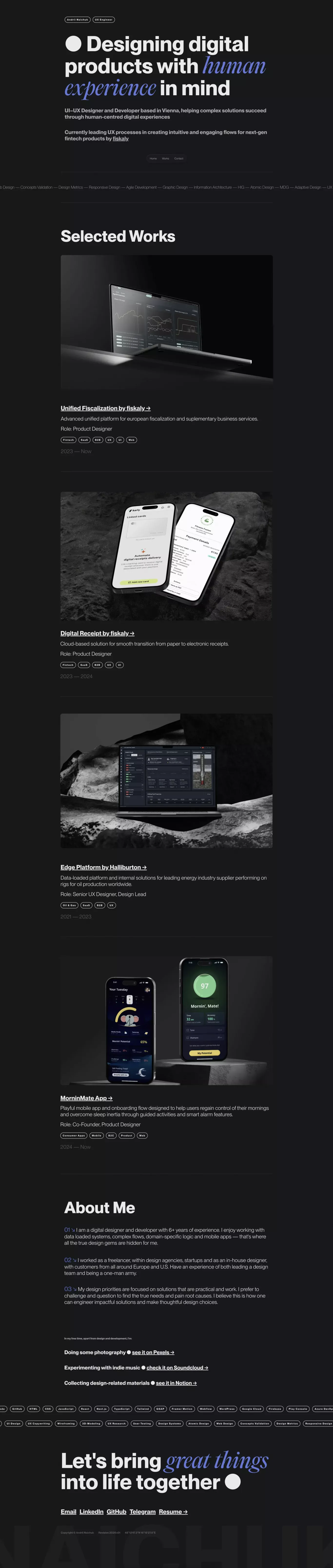 Andrii Naichuk - UX Engineer - Portfolio design