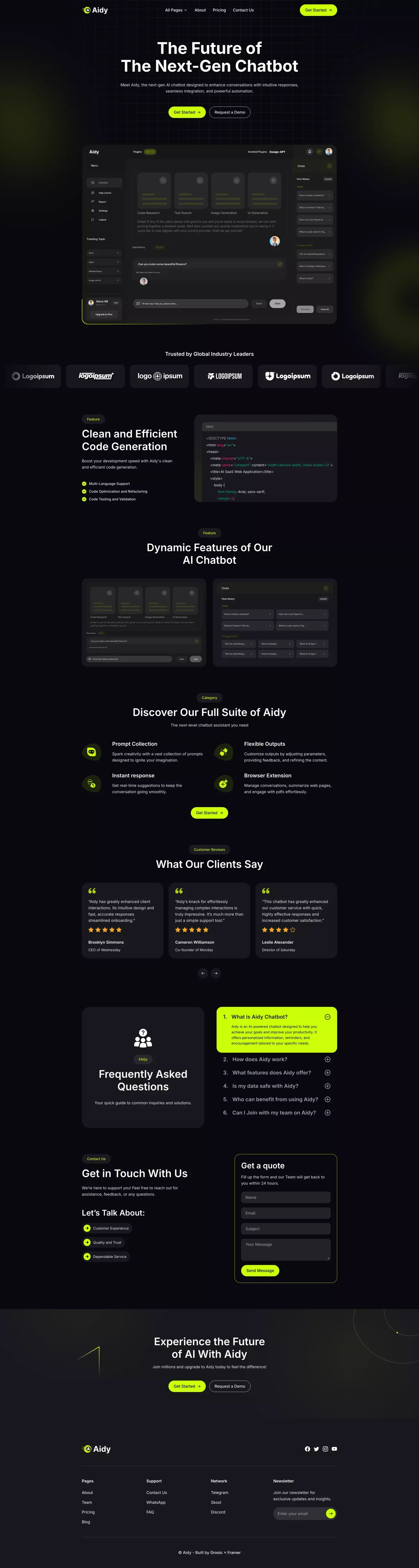 Aidy - AI Chatbot Website - Template design