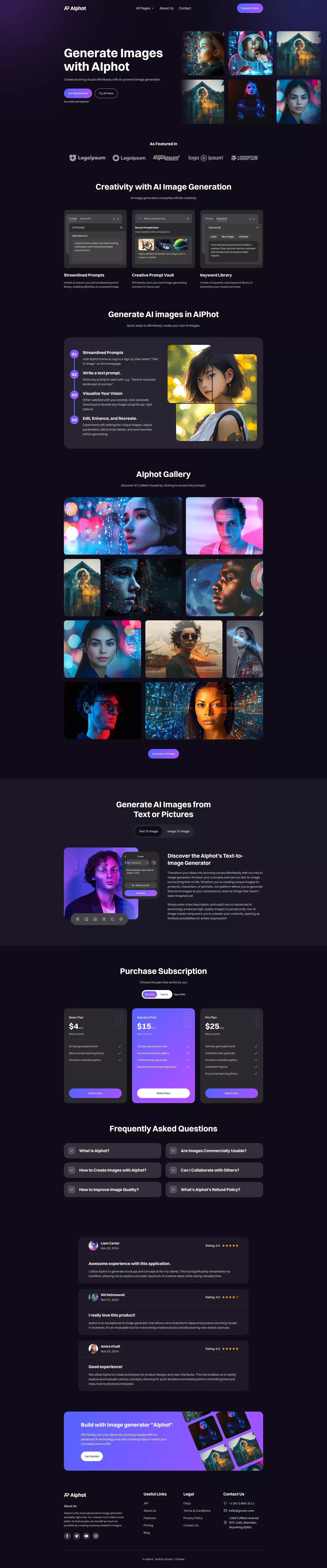 AIphot â AI Image Generator Framer Template - Template design