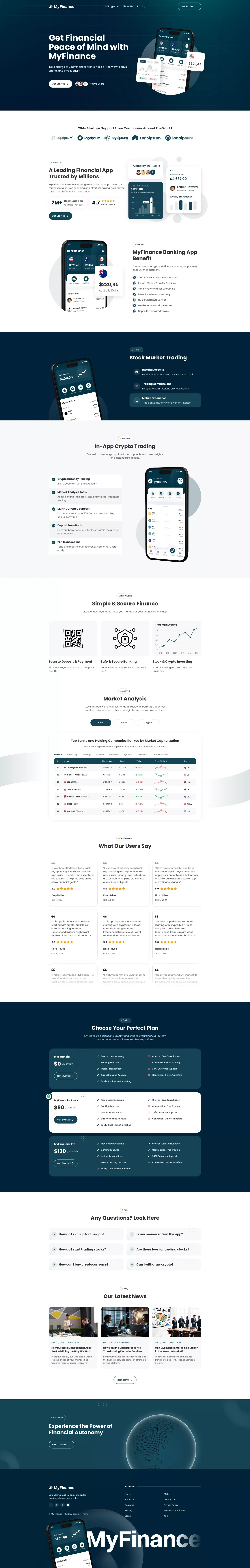 MyFinance - All In One Finance App Website - Template design