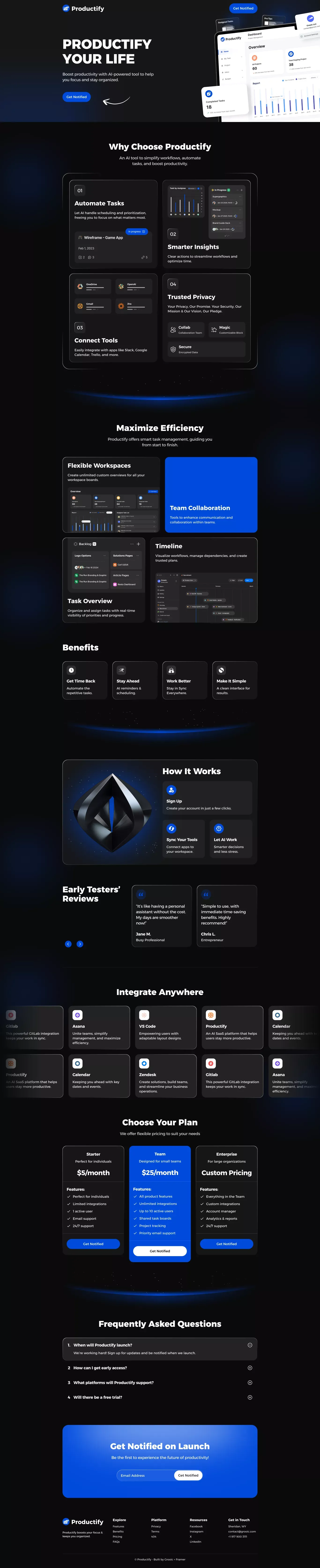 Productify - AI SaaS Productivity Landing Page - Landing design