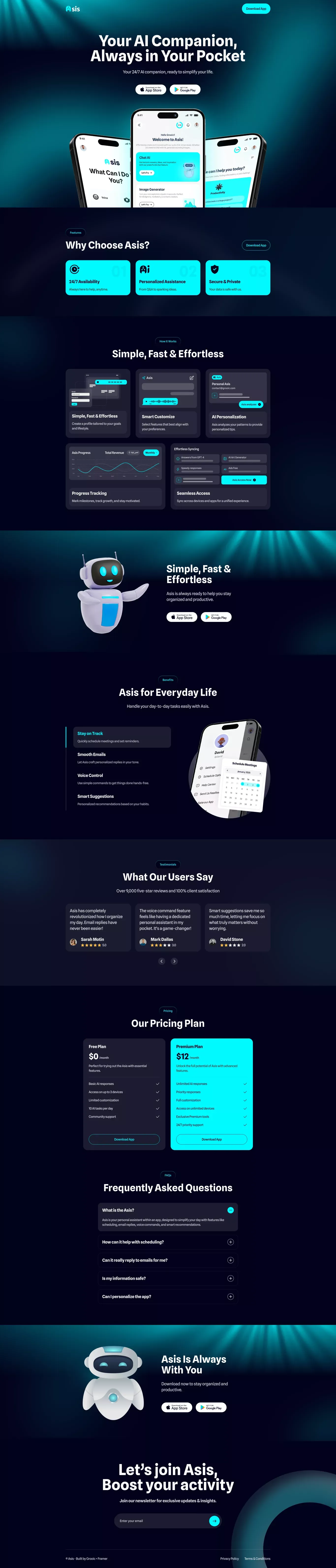 Asis - AI Personal Assistant Landing Page - Landing design