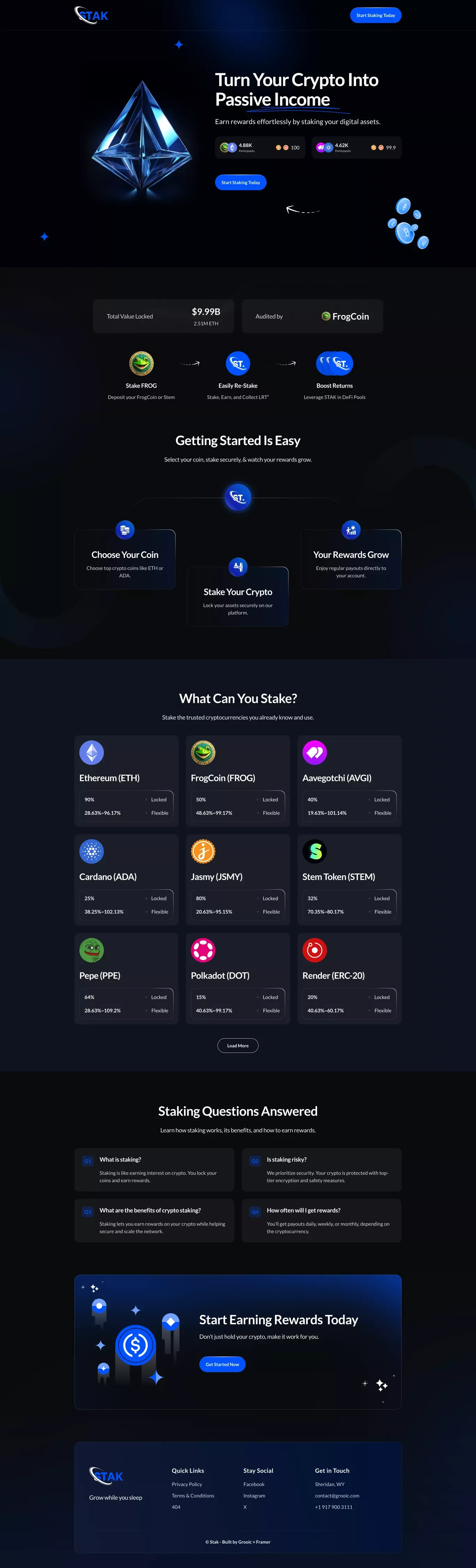 Stak - Crypto Staking Landing Page - Landing design