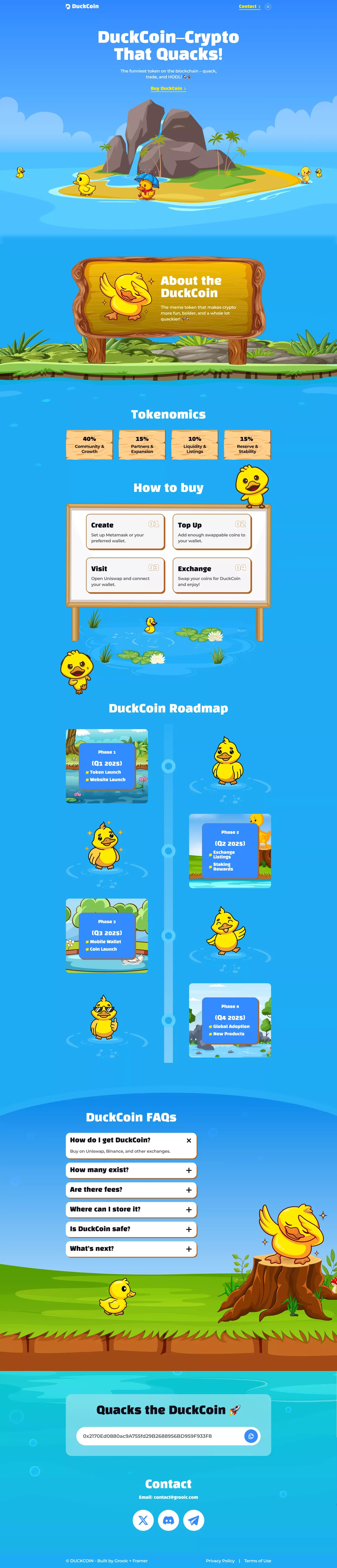 DUCKCOIN - Cryptocurrency Landing Page - Landing design