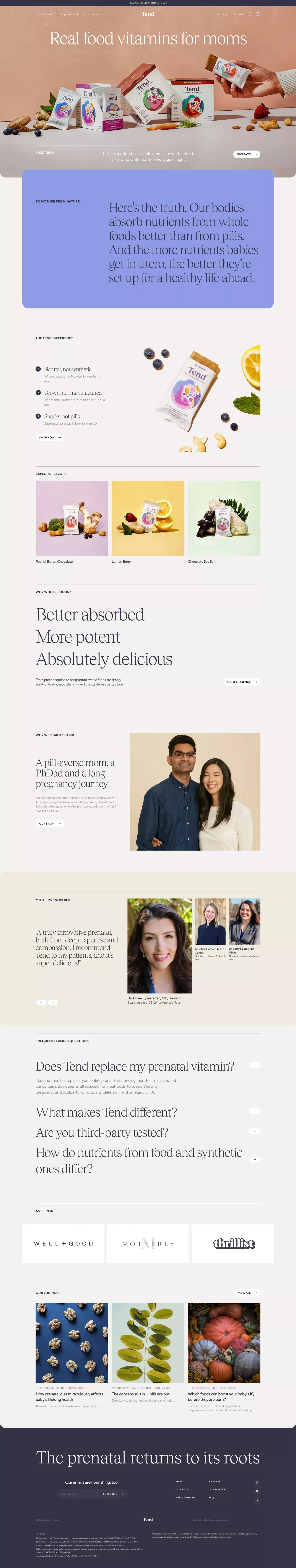 Tend Prenatal - Landing design