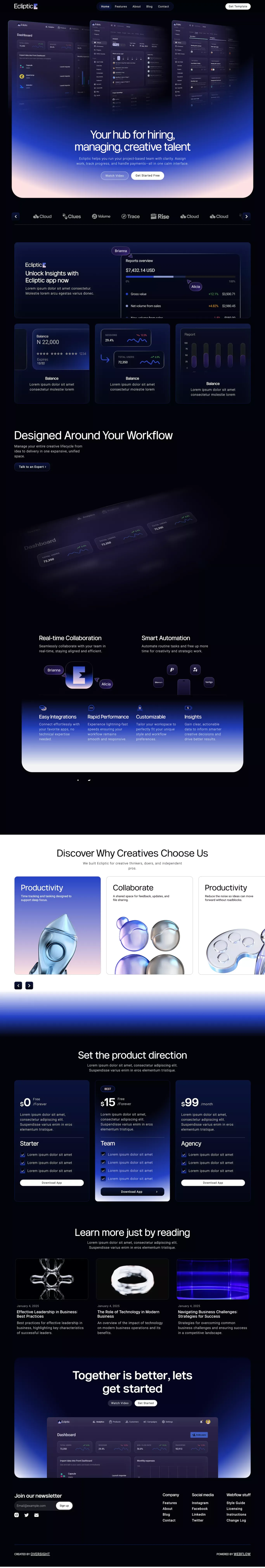 Ecliptic - Webflow HTML website template - Template design