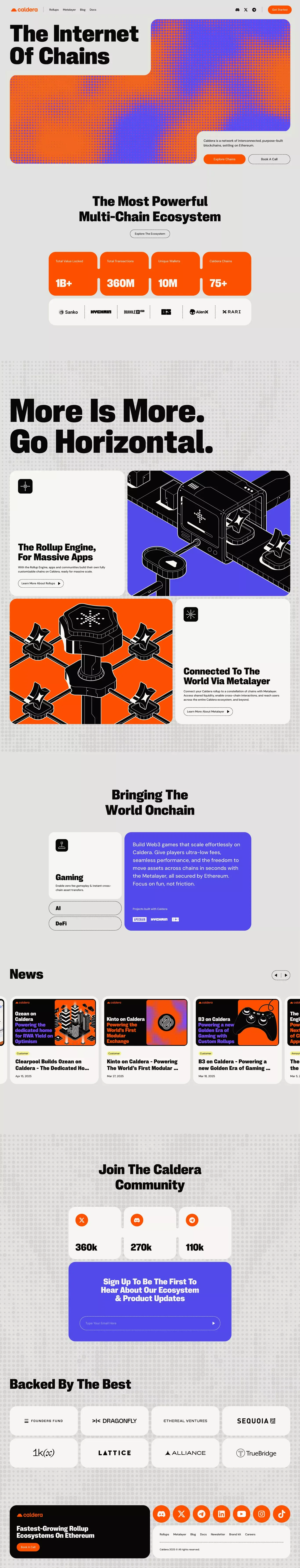 Caldera - The Internet of Chains - Landing design