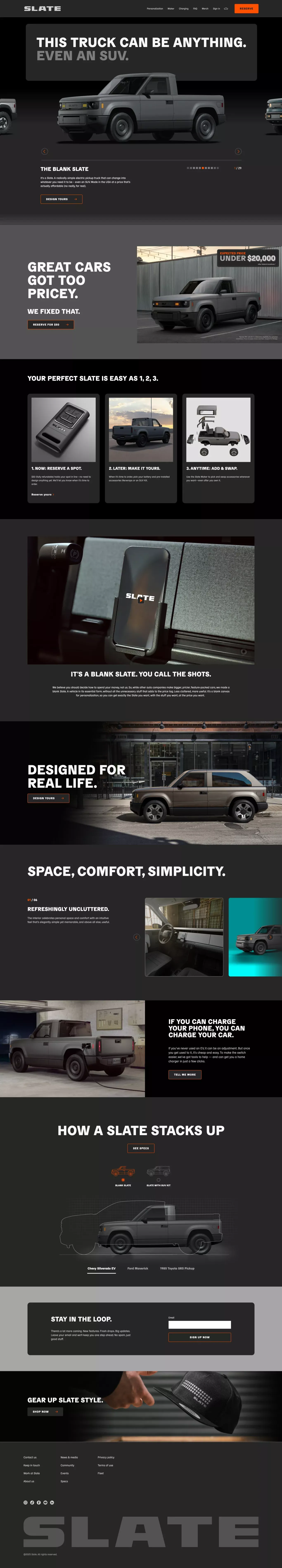SLATE Auto | The Customizable EV That Works for You - Landing design