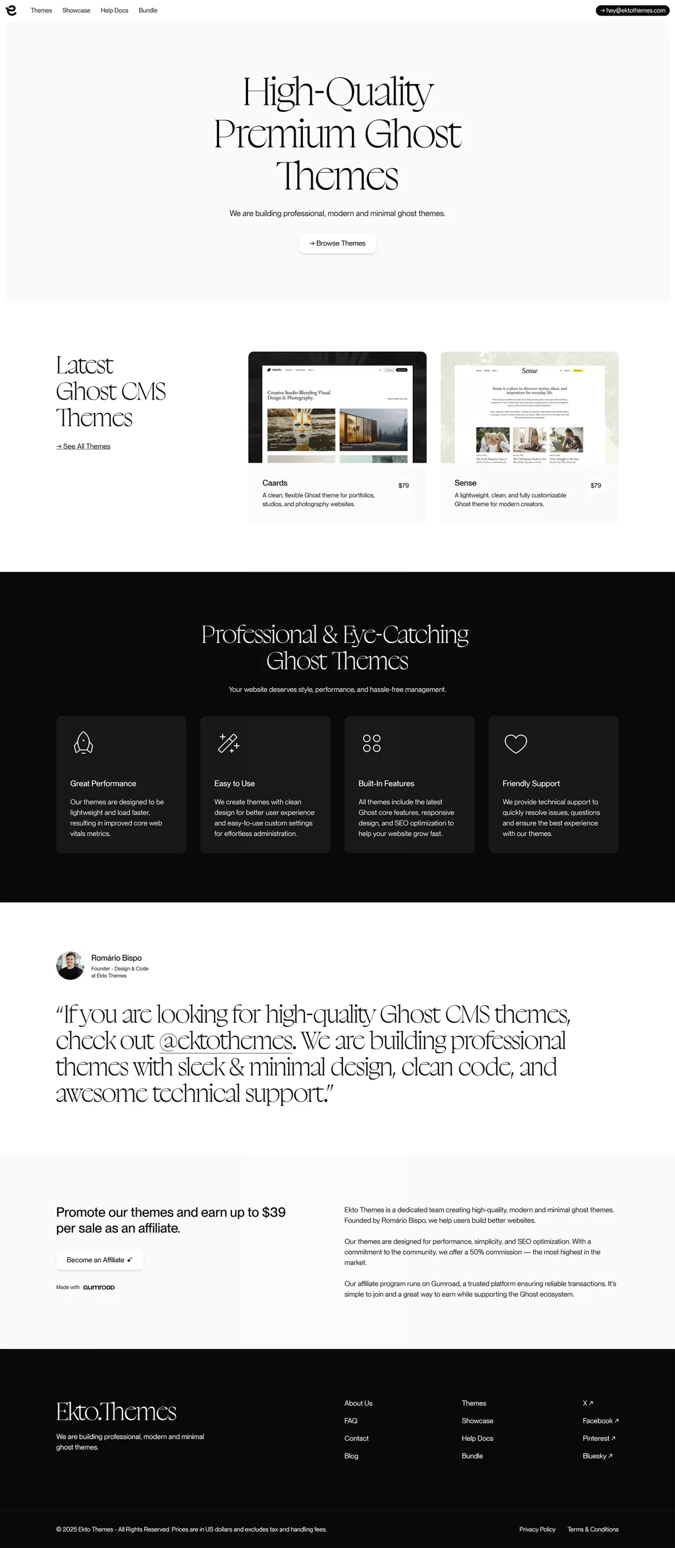 Ekto Themes - Premium Ghost Themes - Portfolio design