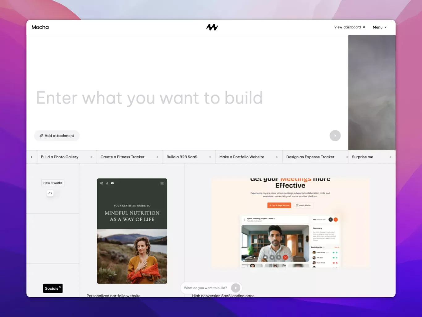 Mocha: AI-Powered No‑Code Website Builder for Entrepreneurs - Other design