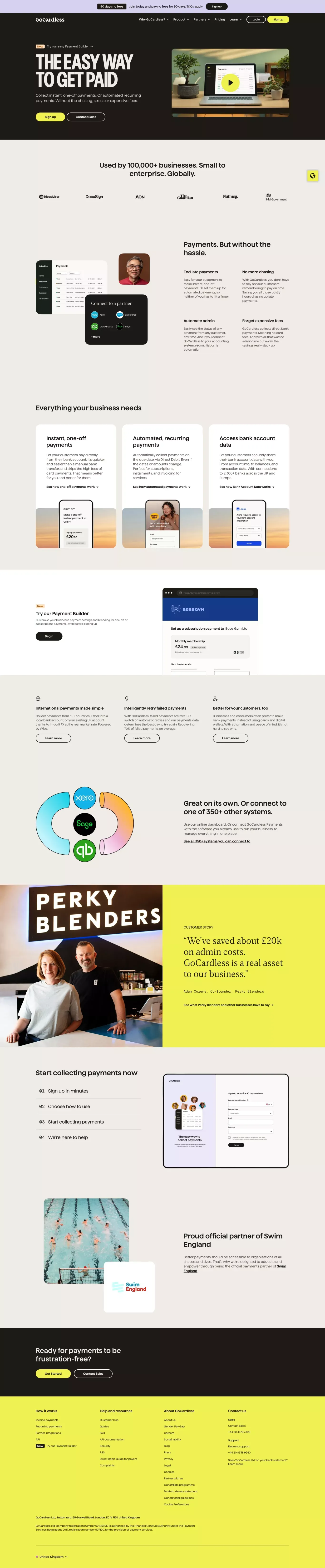 Online Payment Processing Solution | GoCardless - Landing design