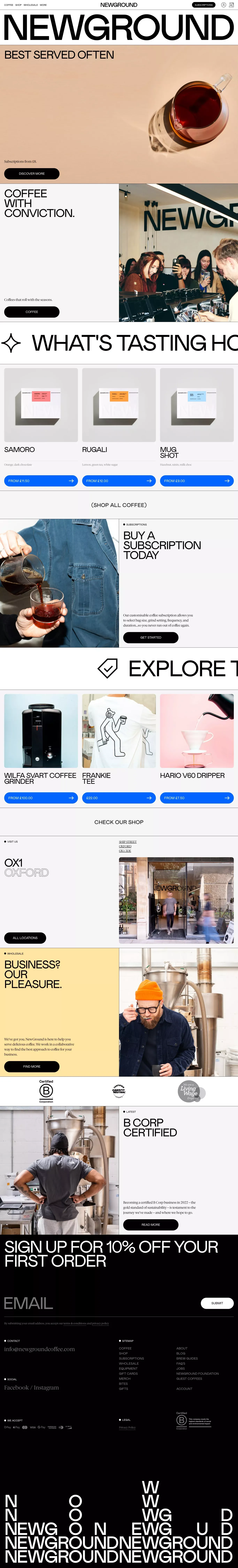 New Ground Coffee - Ecommerce design