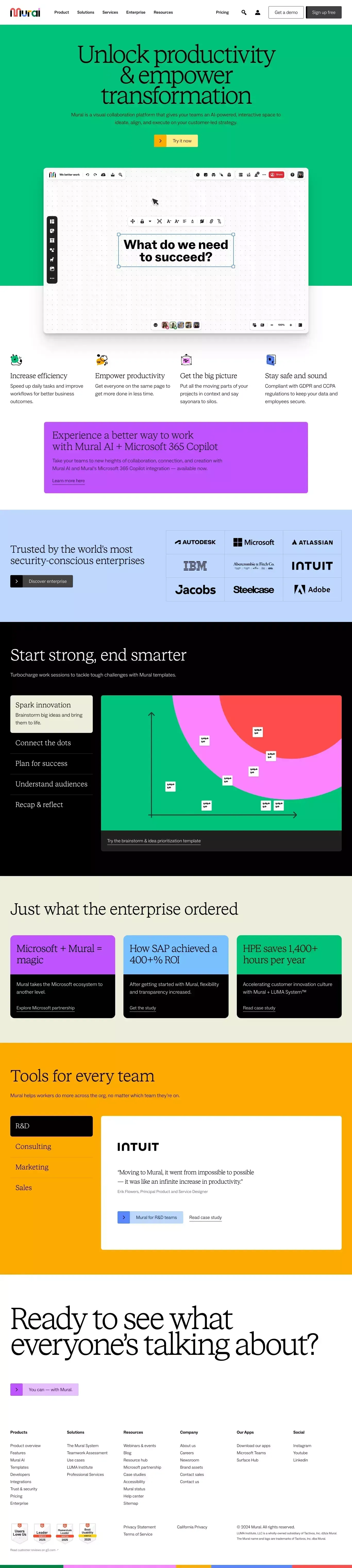 Work better together with Mural's visual work platform | Mural - Landing design