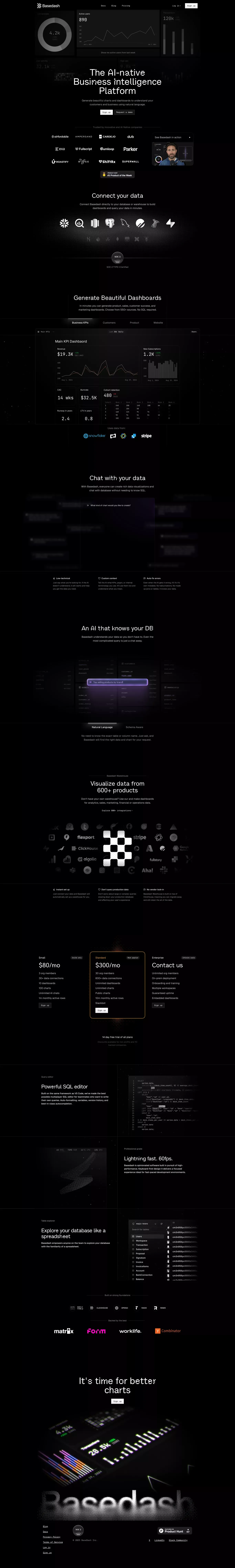 Basedash | The AI-native Business Intelligence Platform - Landing design