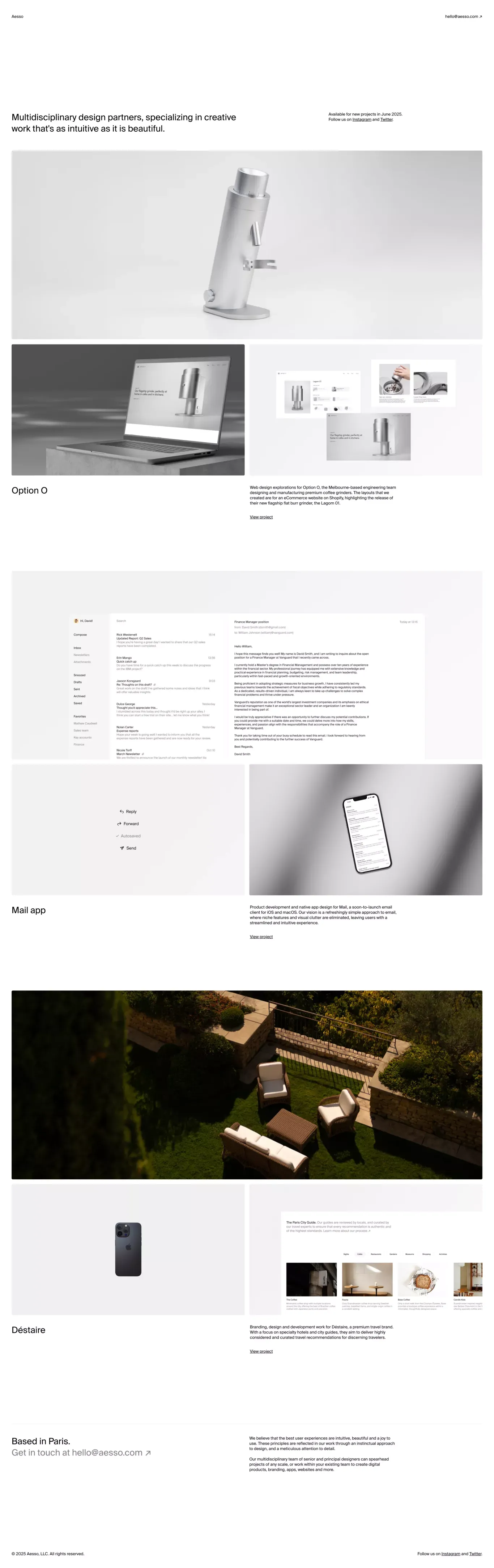 AESSO — Independent web, brand and product design studio - Portfolio design