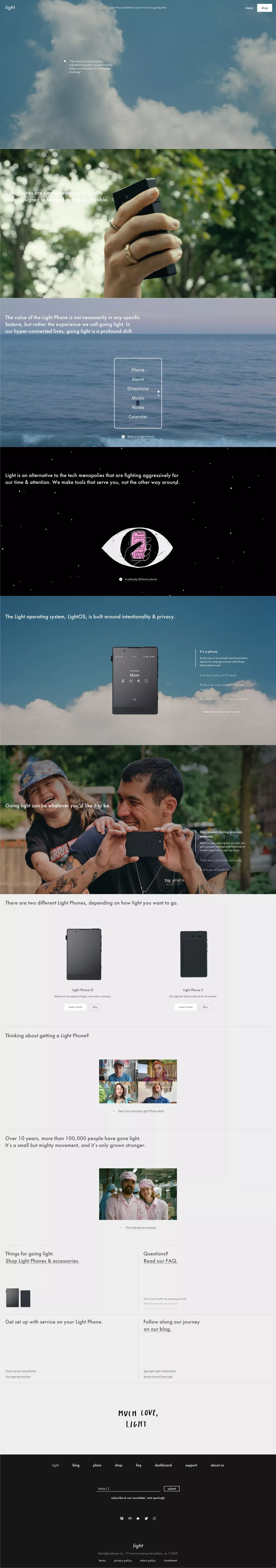 The Light Phone - Landing design