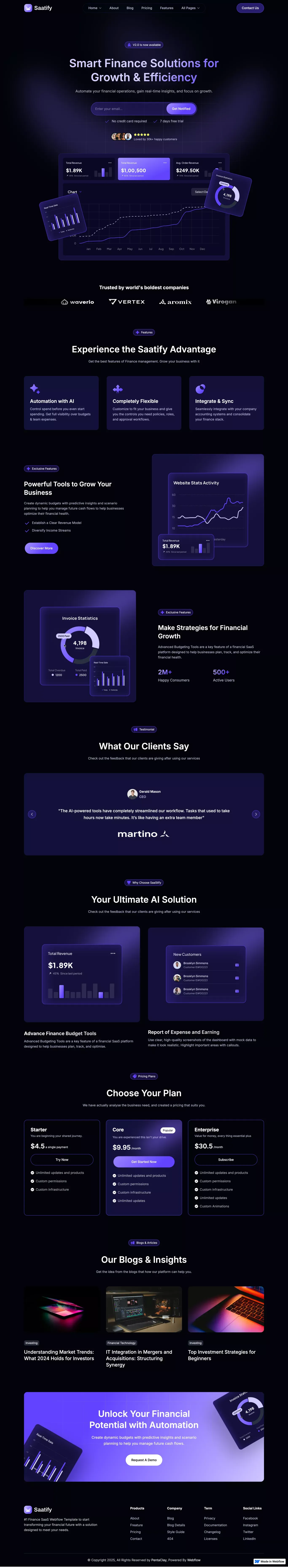 Saatify - Webflow HTML website template - Template design