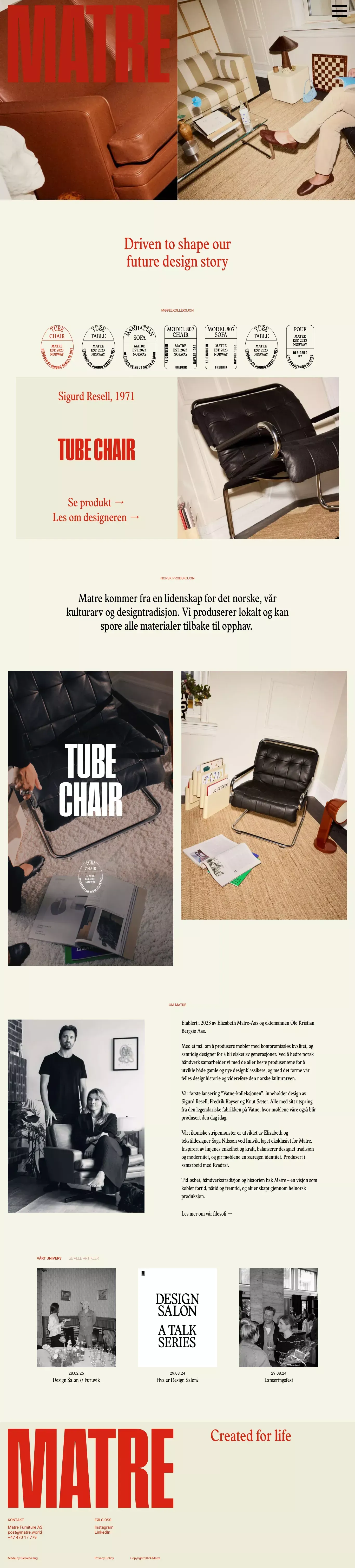 MATRE | Driven to shape our future design story - Landing design
