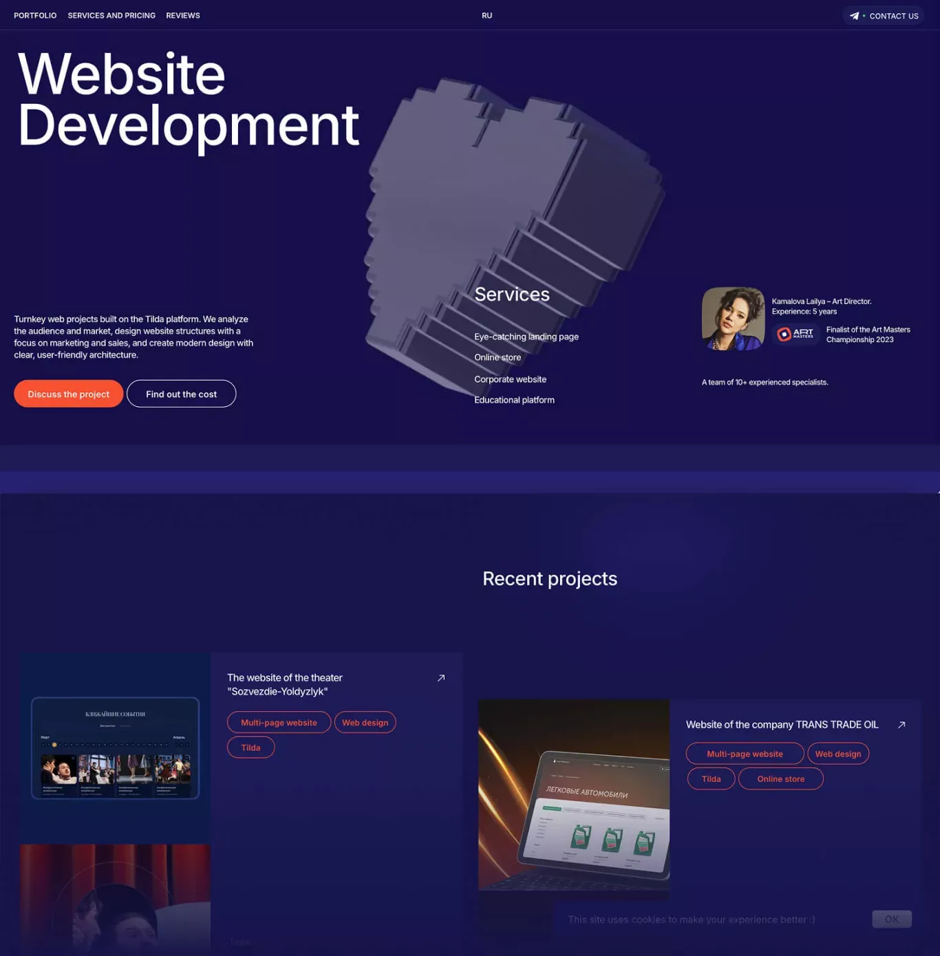 Creating web projects using the Tilda builder. Turnkey web projects built on the Tilda platform. We analyze the audience and market, design website structures with a focus on marketing and sales, and create modern design with clear, user-friendly architec - Portfolio design
