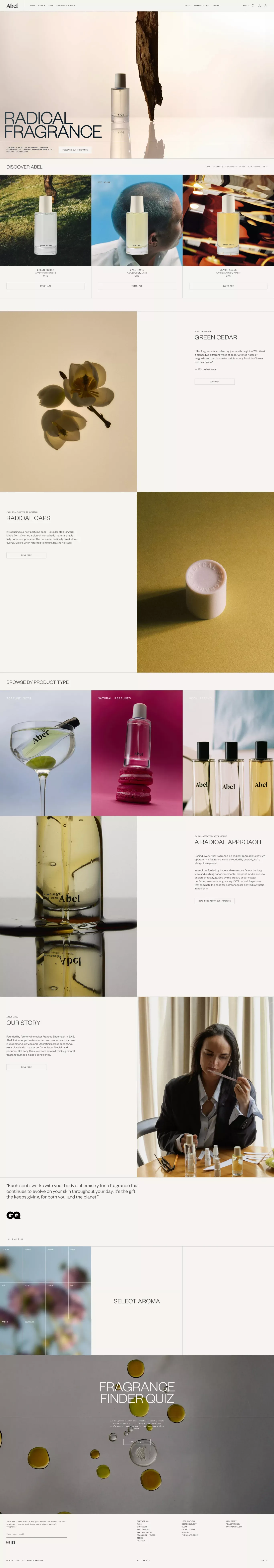 Abel - 100% Natural Perfumes - Ecommerce design