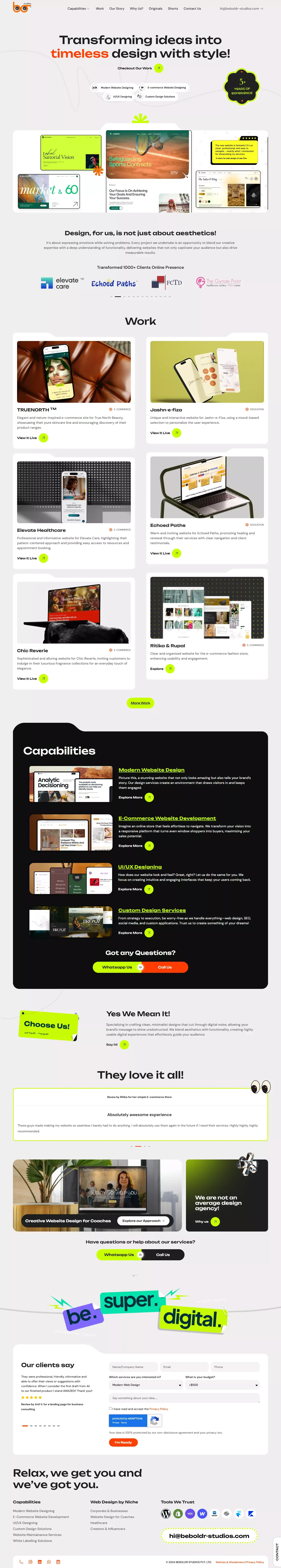 BeBoldr Studios | Modern Website Design & More - Landing design
