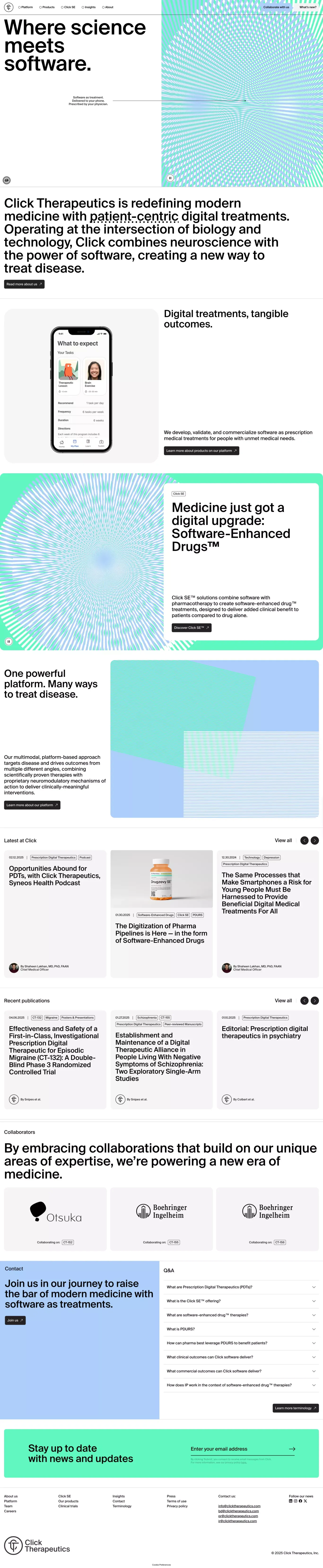 Click Therapeutics - Where Science Meets Software - Landing design