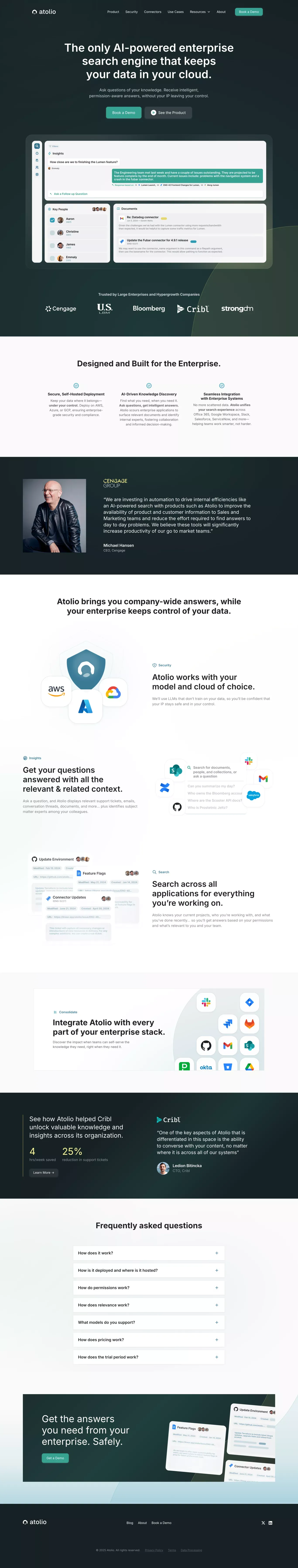 Atolio | AI-Powered Enterprise Search - Landing design