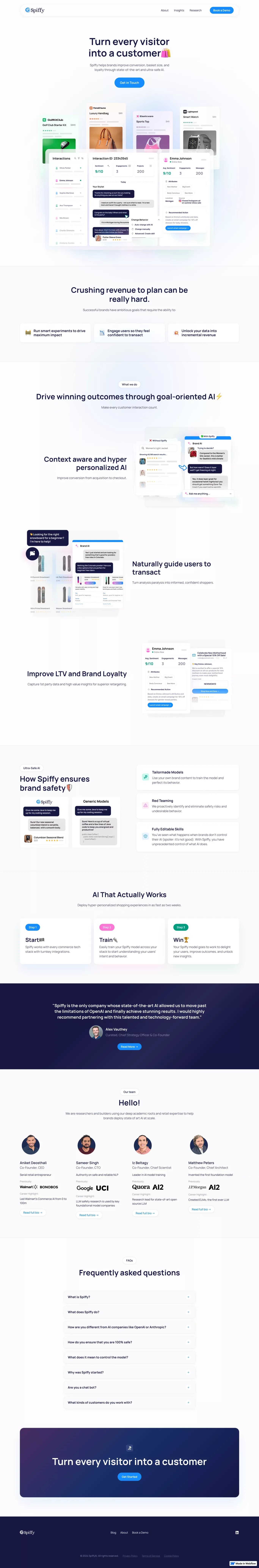 Spiffy AI | Clear the pathway to purchase - Landing design