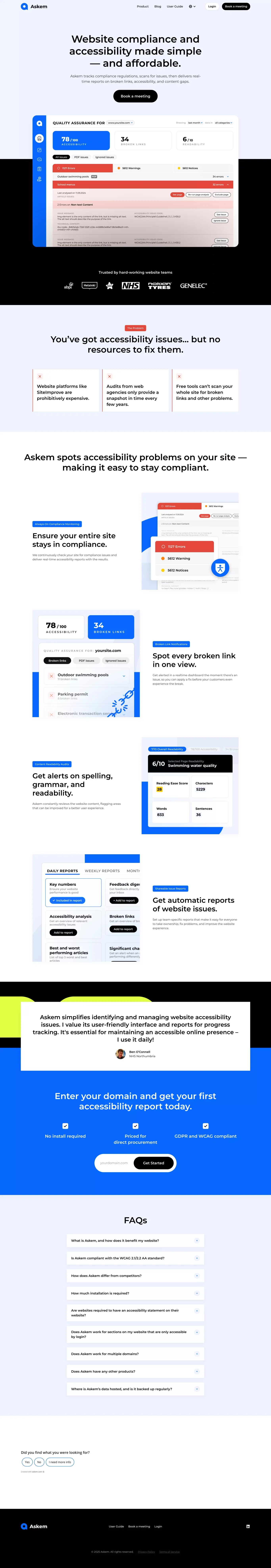 Askem — Website compliance and accessibility made simple — and affordable. - Landing design