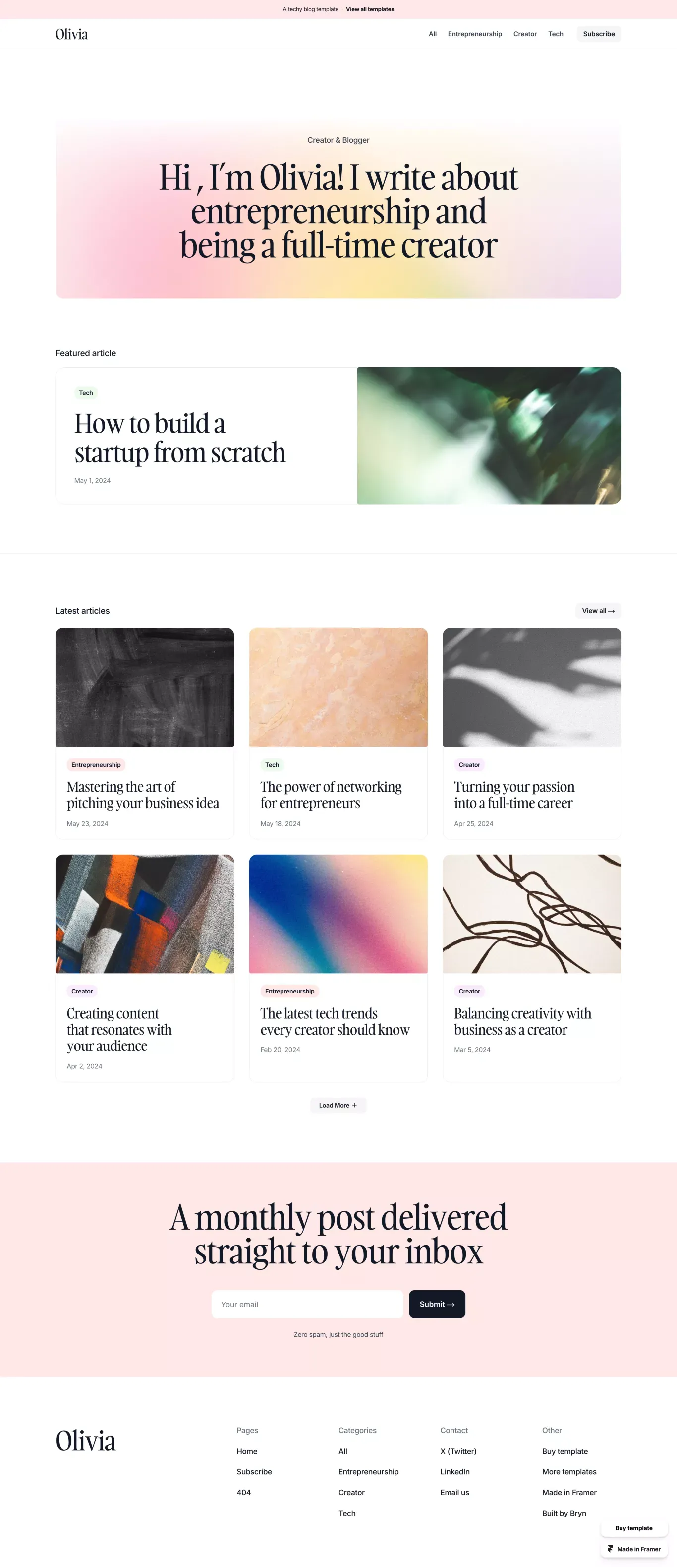 Compose - Blog Template for Framer - Template design