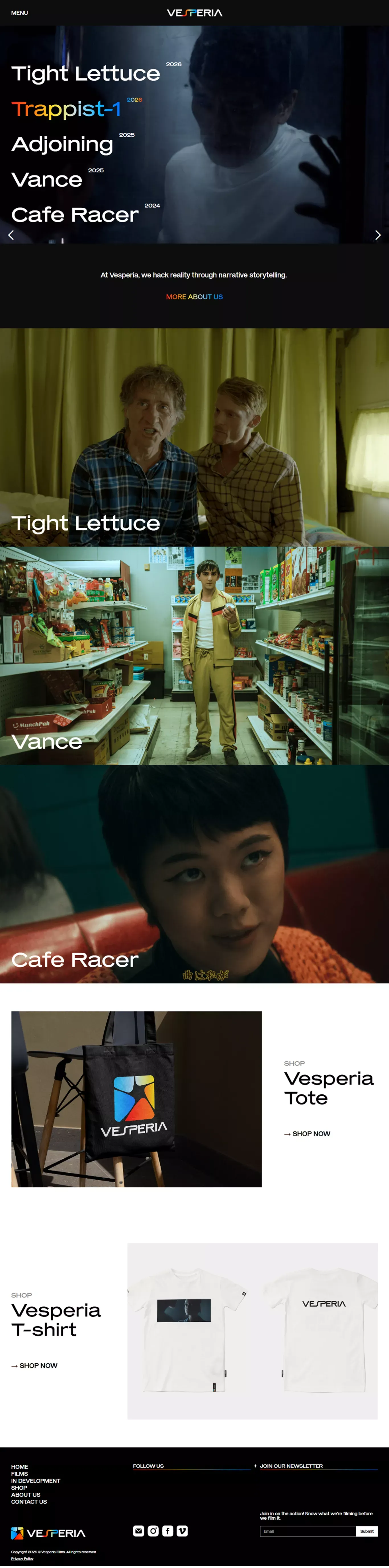 Vesperia Films - Official Website - Portfolio design