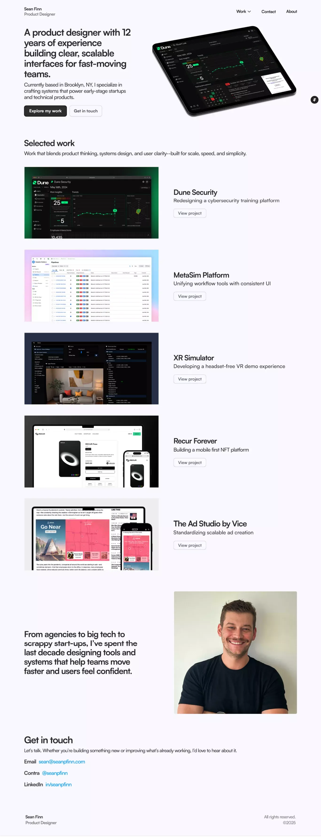 Sean Finn | Product Designer - Portfolio design