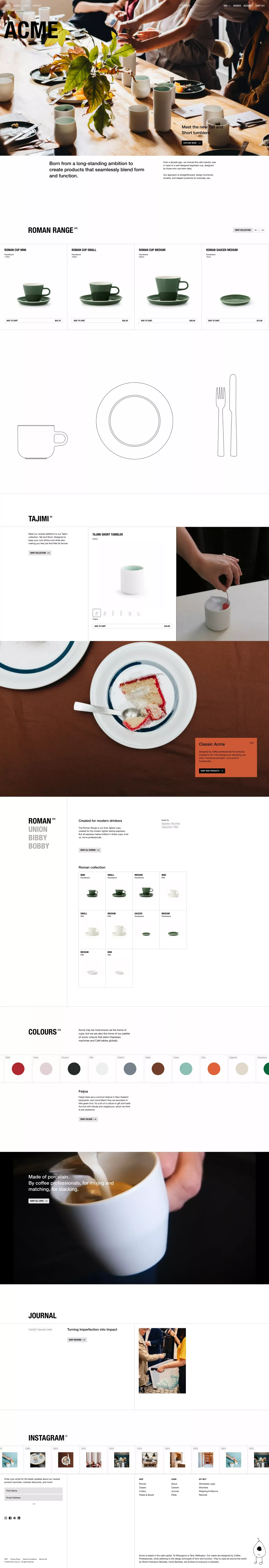 Acme Cups | Coffee Cups, Mugs & Flatware - Ecommerce design