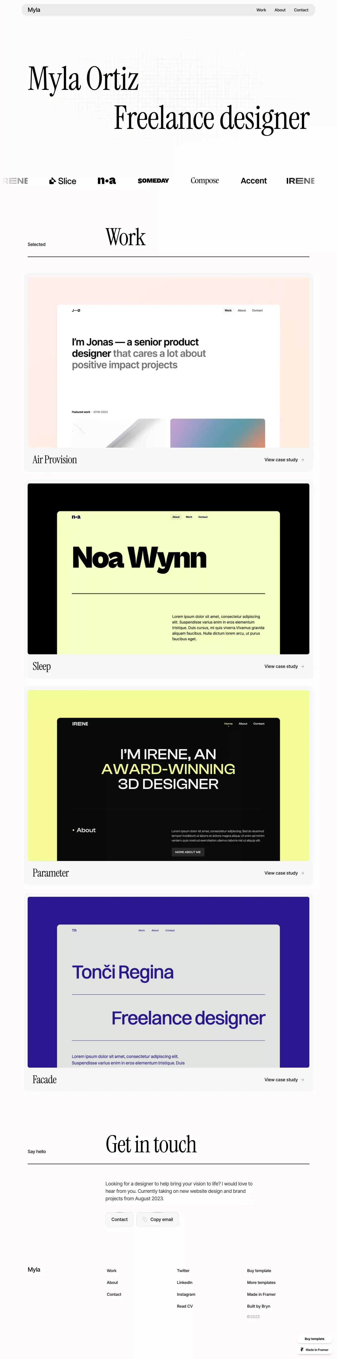 Offset - Portfolio Template for Framer - Template design