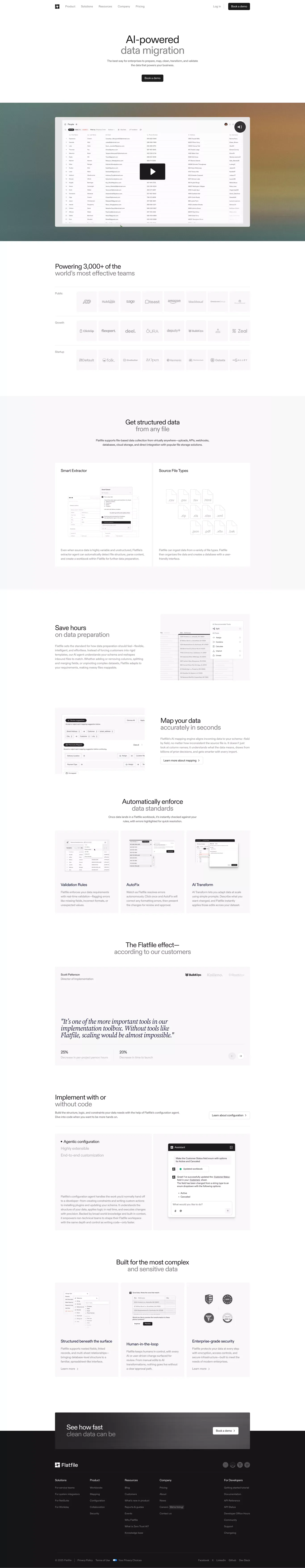 AI Data Preparation and Migration Software | Flatfile - Landing design