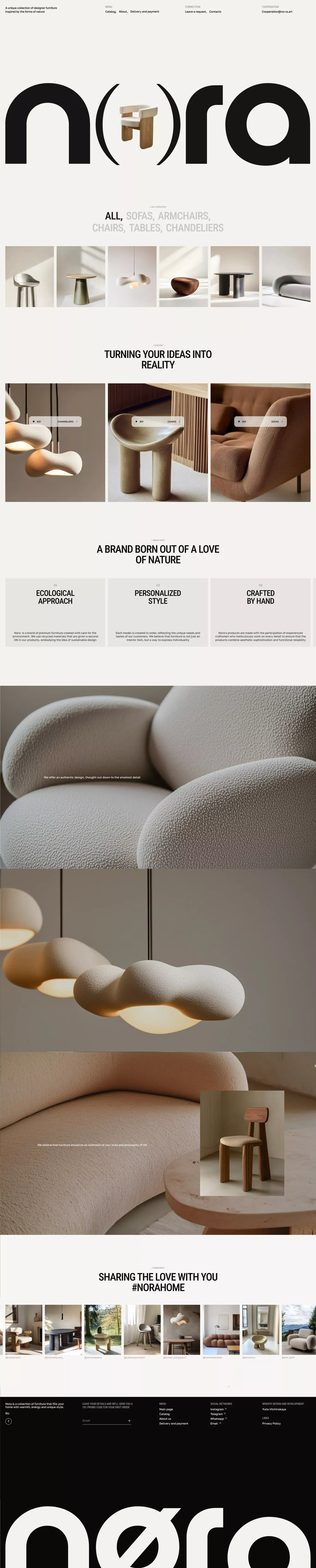 Nora – a unique collection of designer furniture - Ecommerce design