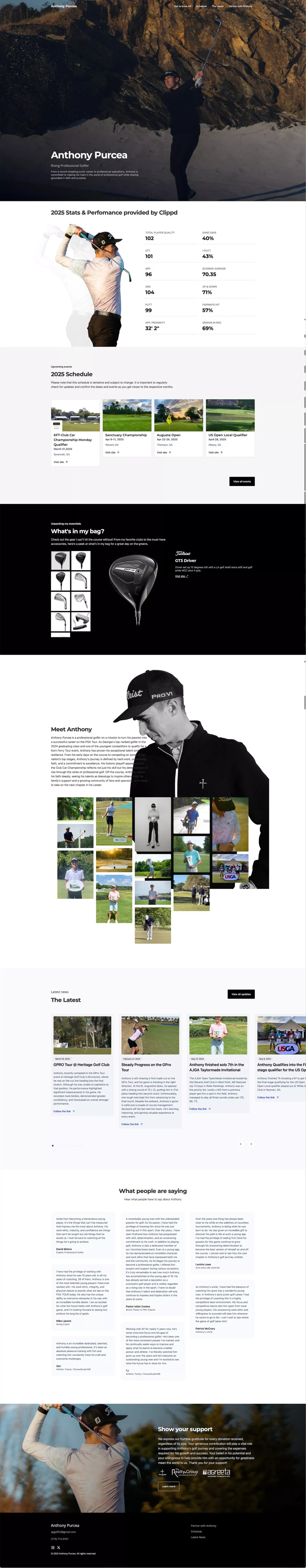 Anthony Purcea - Rising Professional Golfer - Official Website - Portfolio design
