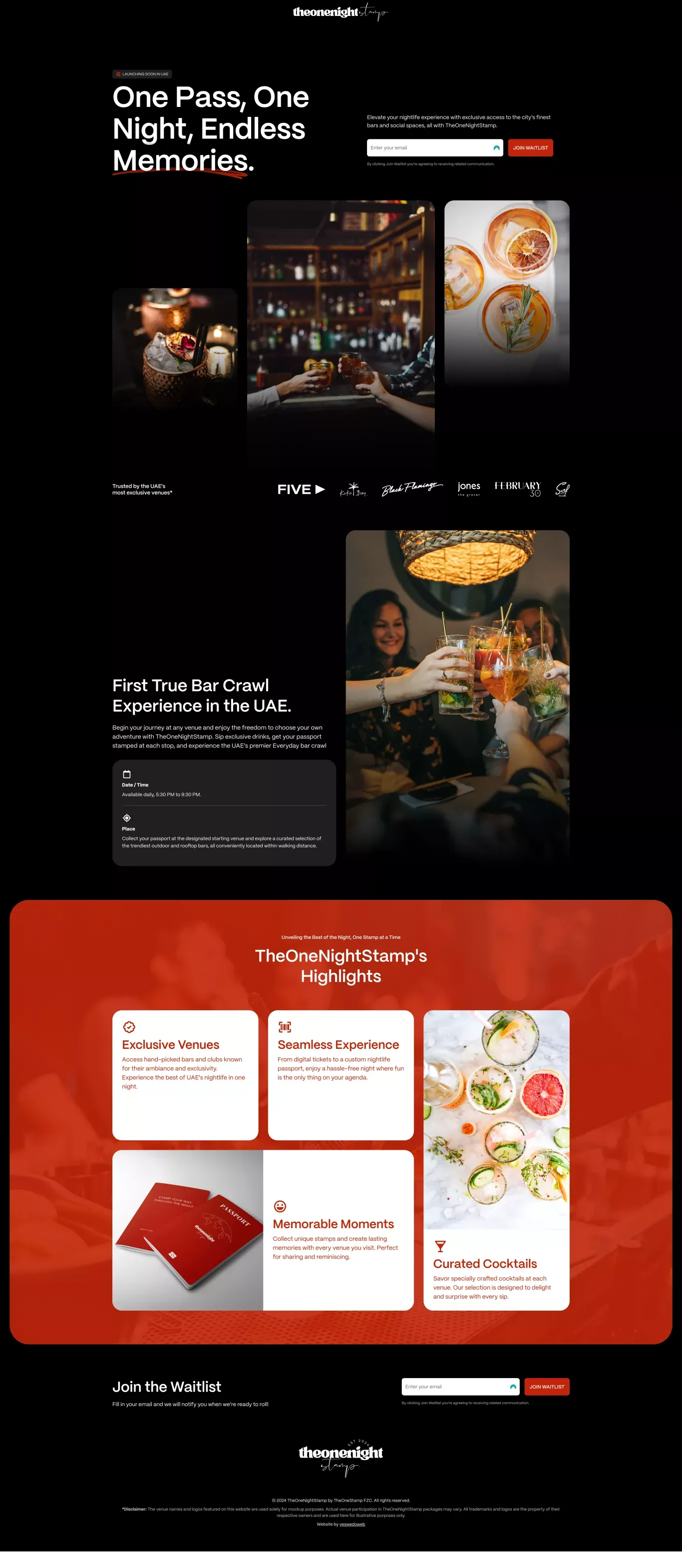 Explore Dubai's nightlife with TheOneNightStamp bar crawl - Landing design
