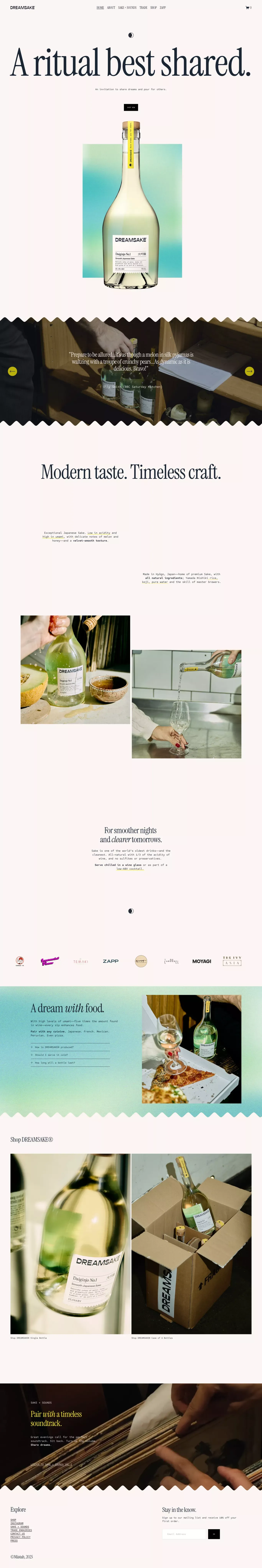 DREAMSAKE® Smooth Japanese Sake - Landing design