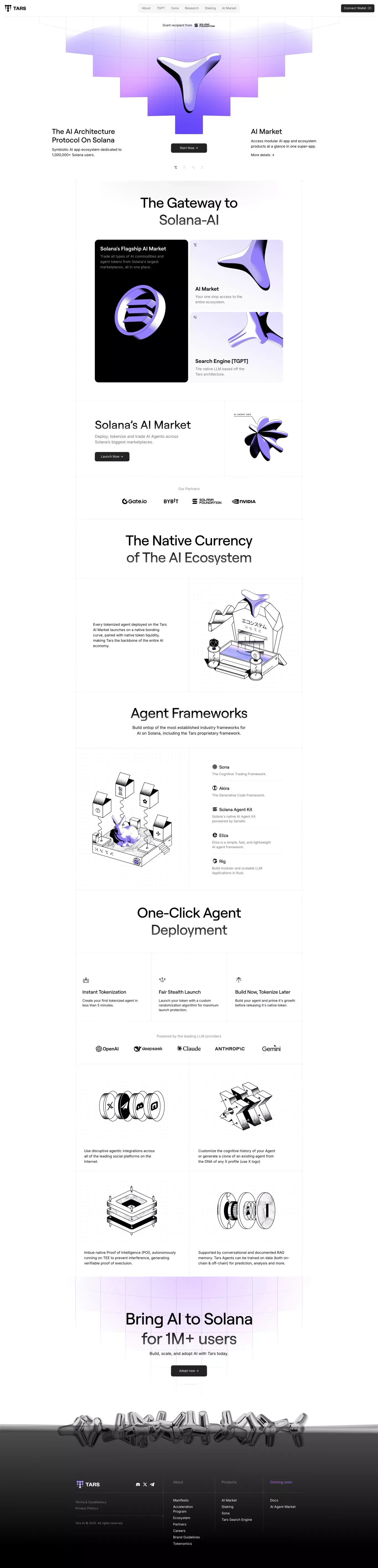 The AI Market on Solana | Tars AI - Landing design