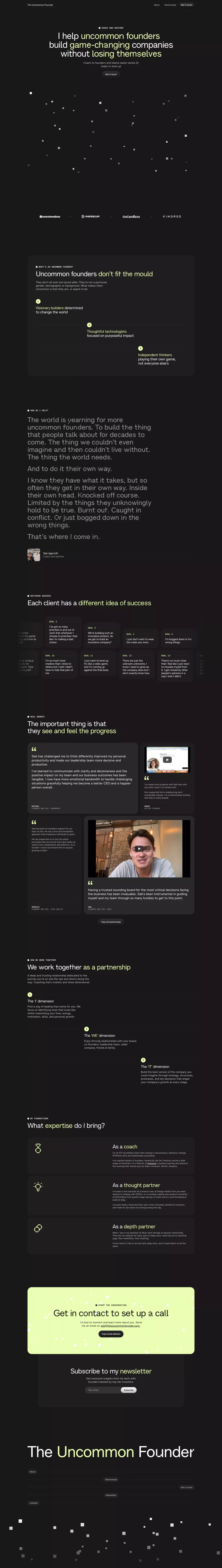 The Uncommon Founder Â· Coach and advisor - Landing design