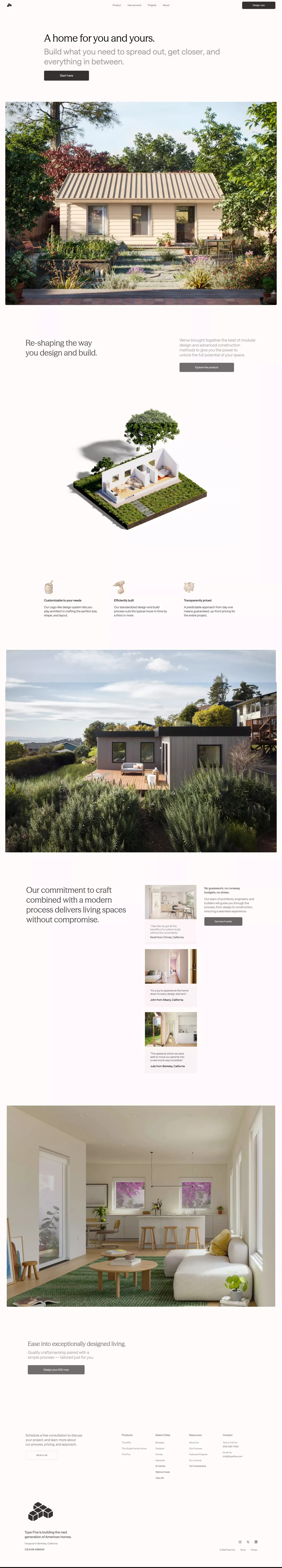 Customizable Backyard Homes | Type Five - Landing design