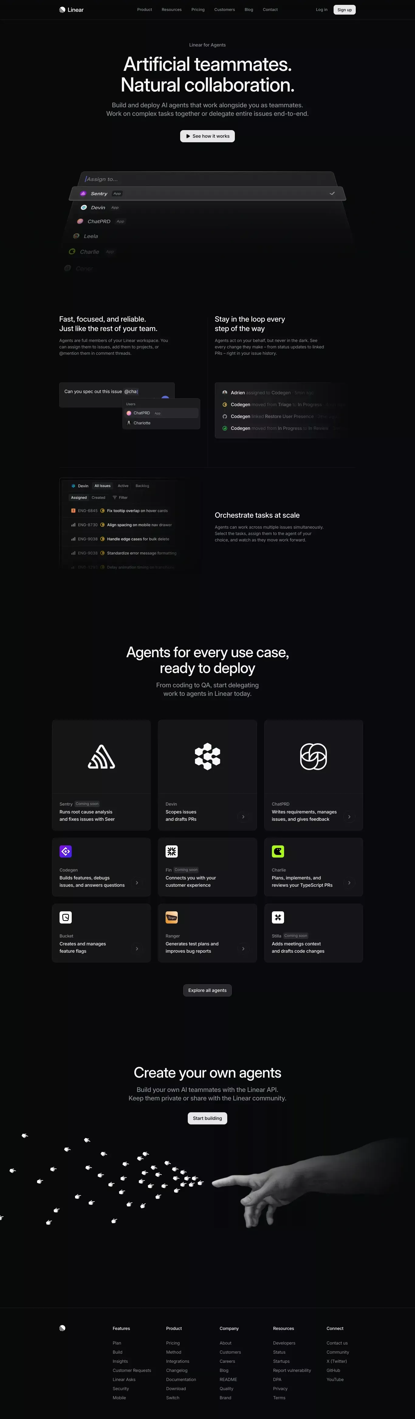 Linear for Agents - Landing design