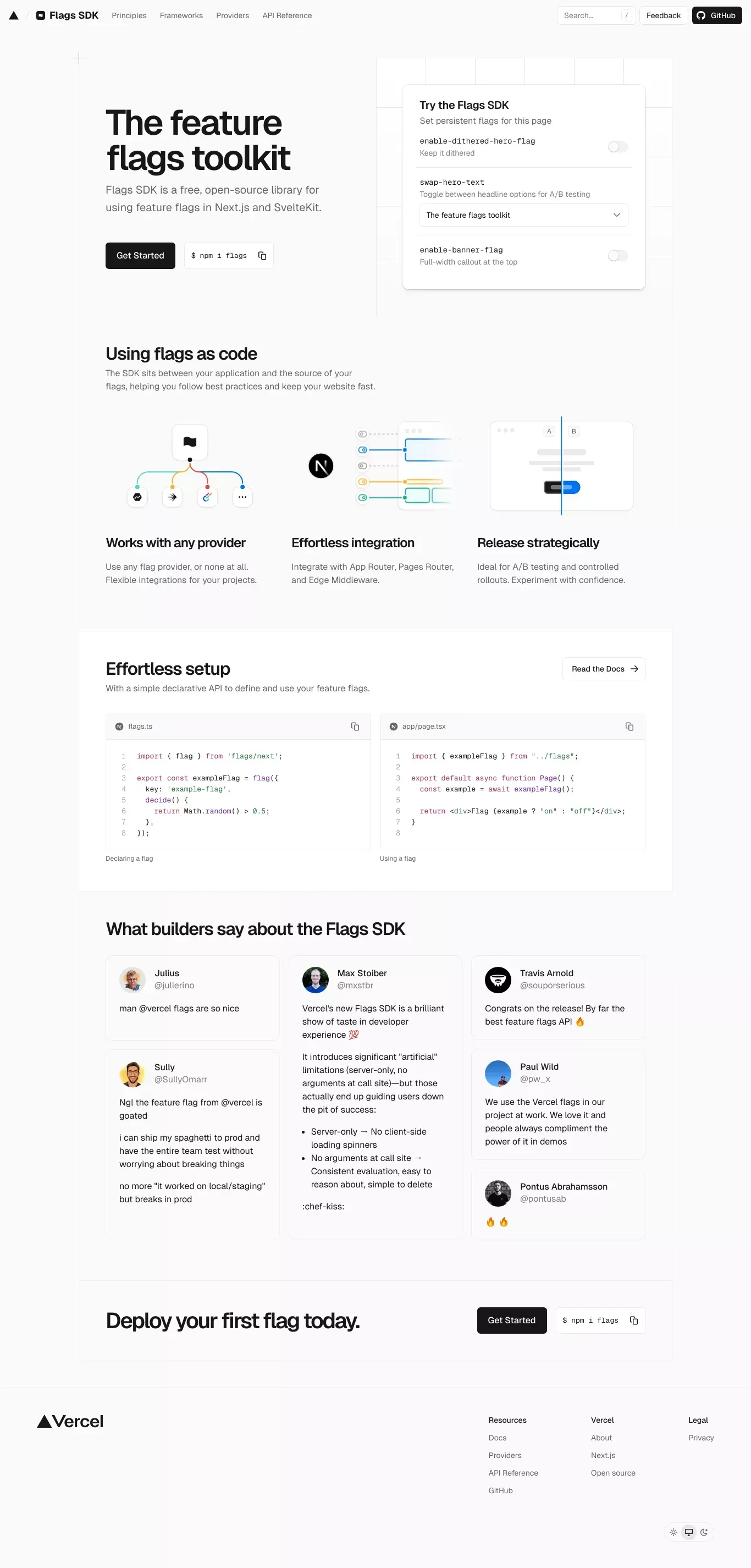 Flags SDK - Landing design