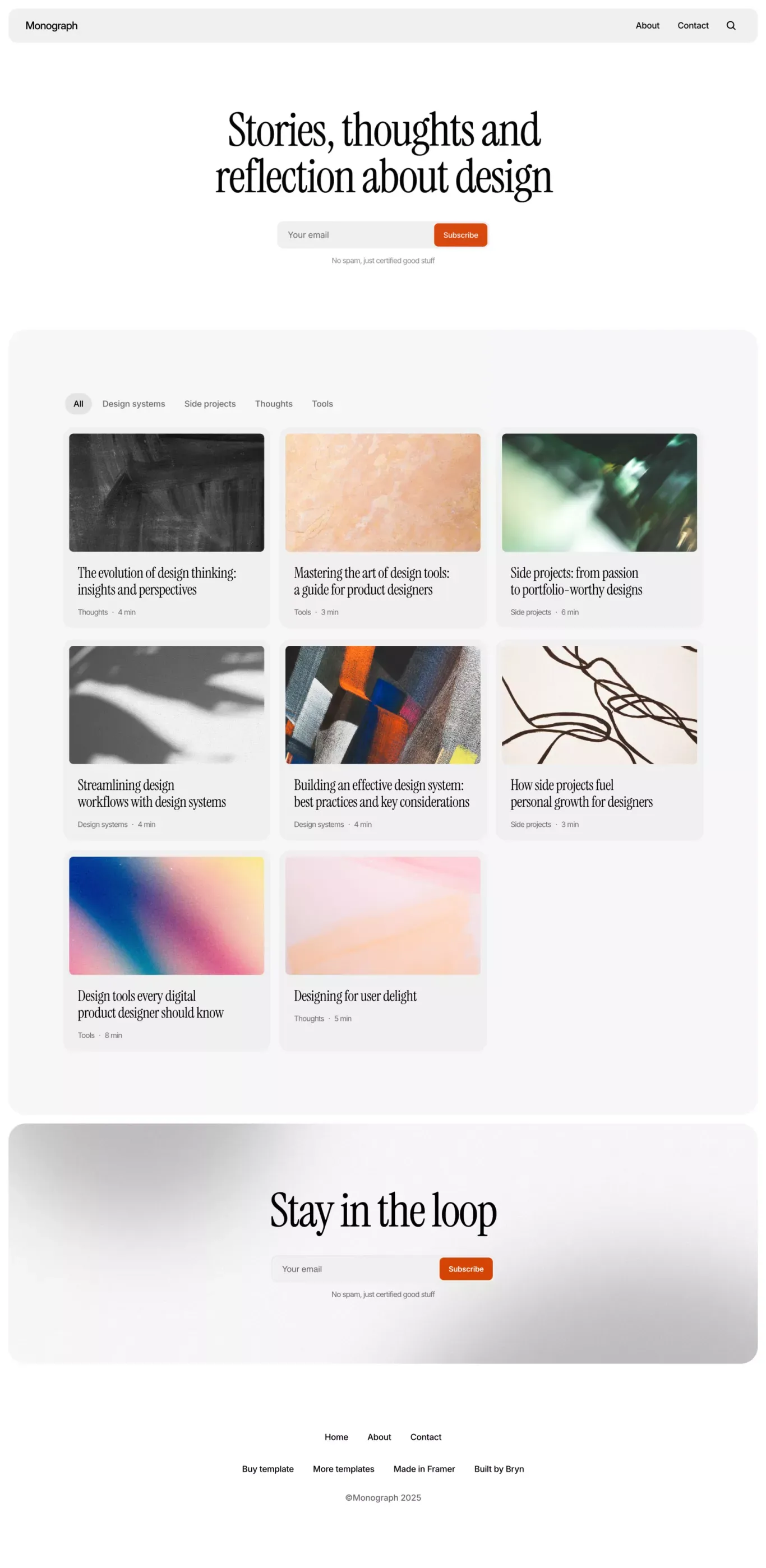 Monograph - Blog Template for Framer - Template design