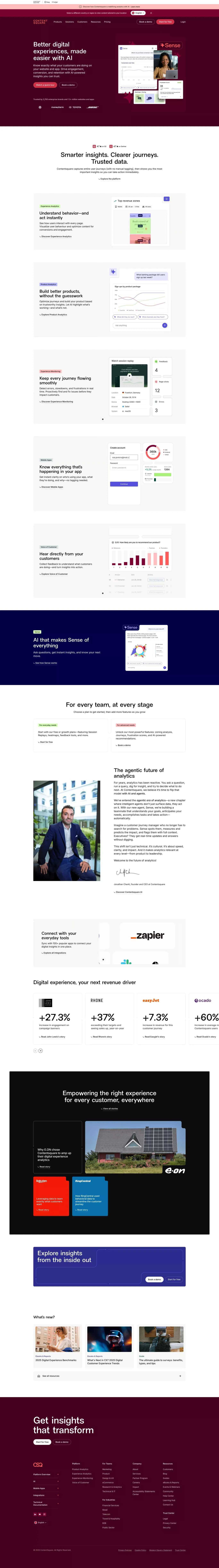 Contentsquare: all-in-one experience intelligence platform - Landing design