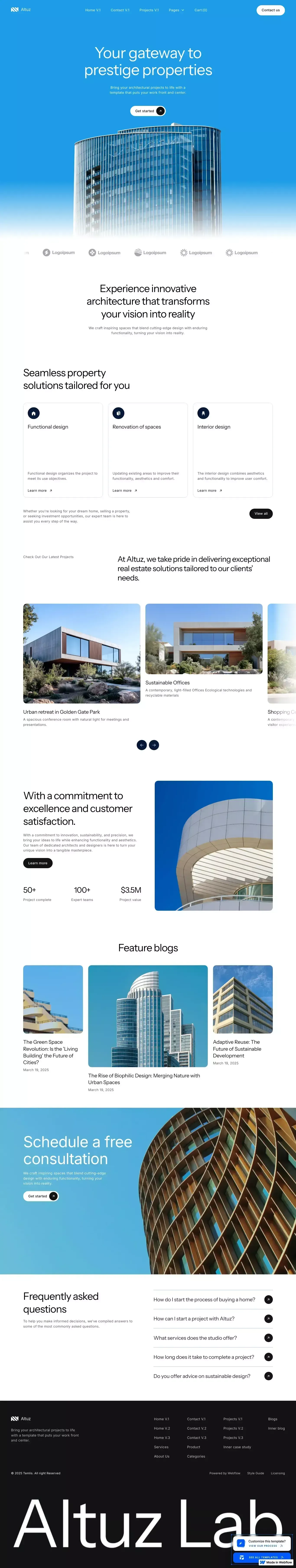 Webflow Ecommerce website template - Template design