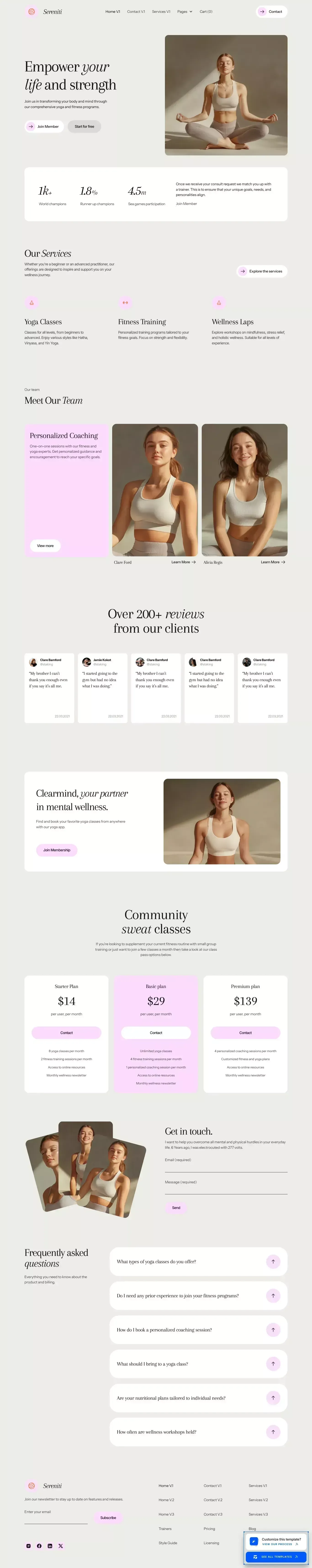 Sereniti – Webflow Ecommerce website template - Template design