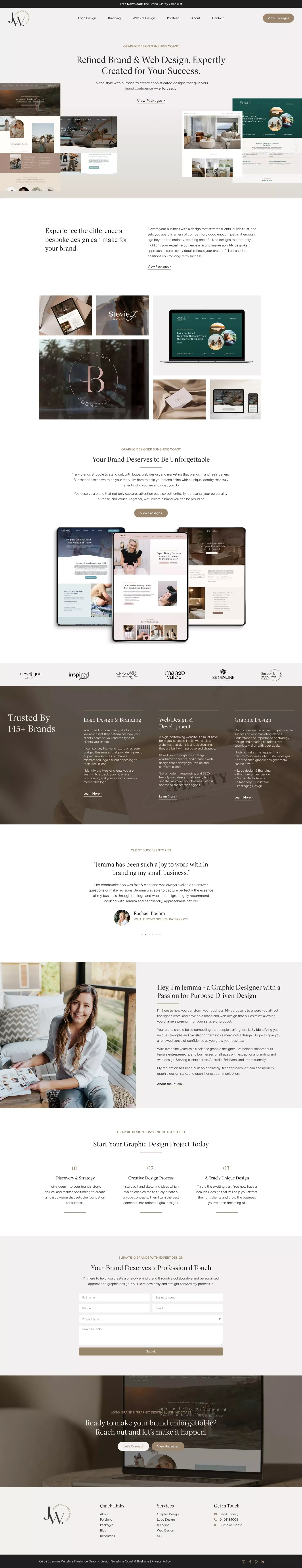 JW Design • Brand, Web & Graphic Designer Sunshine Coast - Landing design